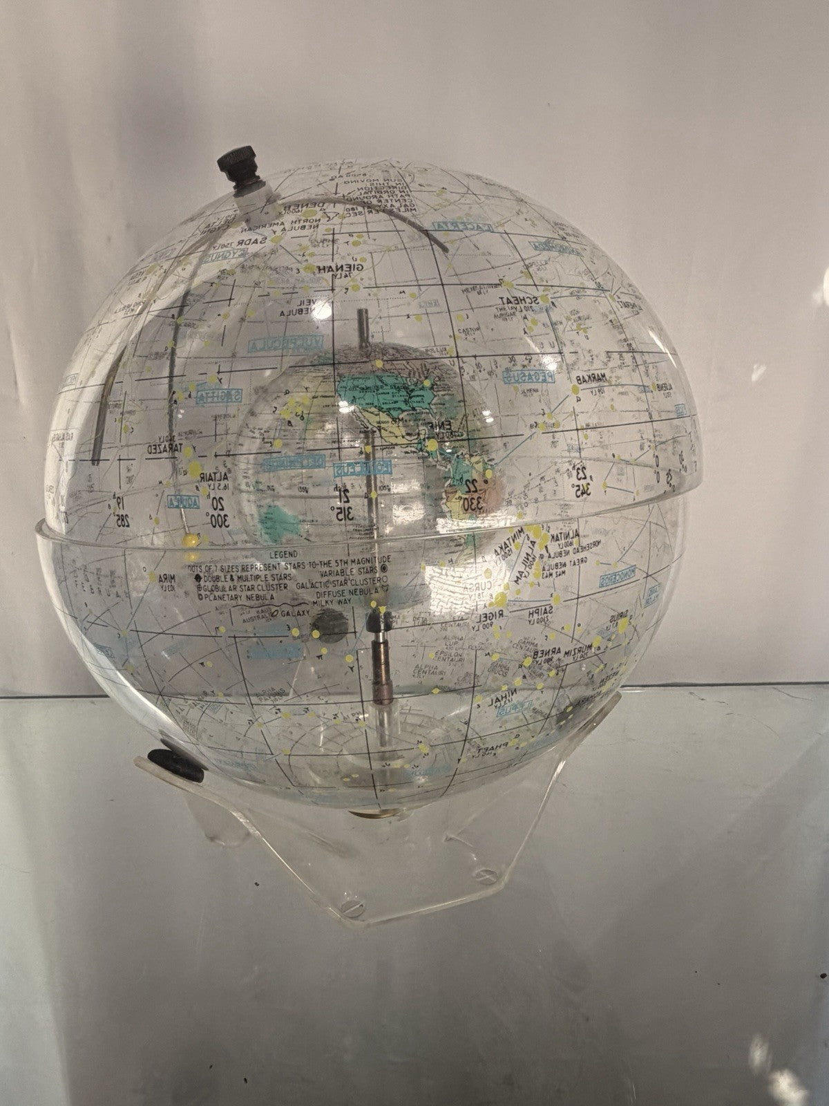 1963 Farquhar Earth in Space Transparent Celestial Globe 16" Compass VTG