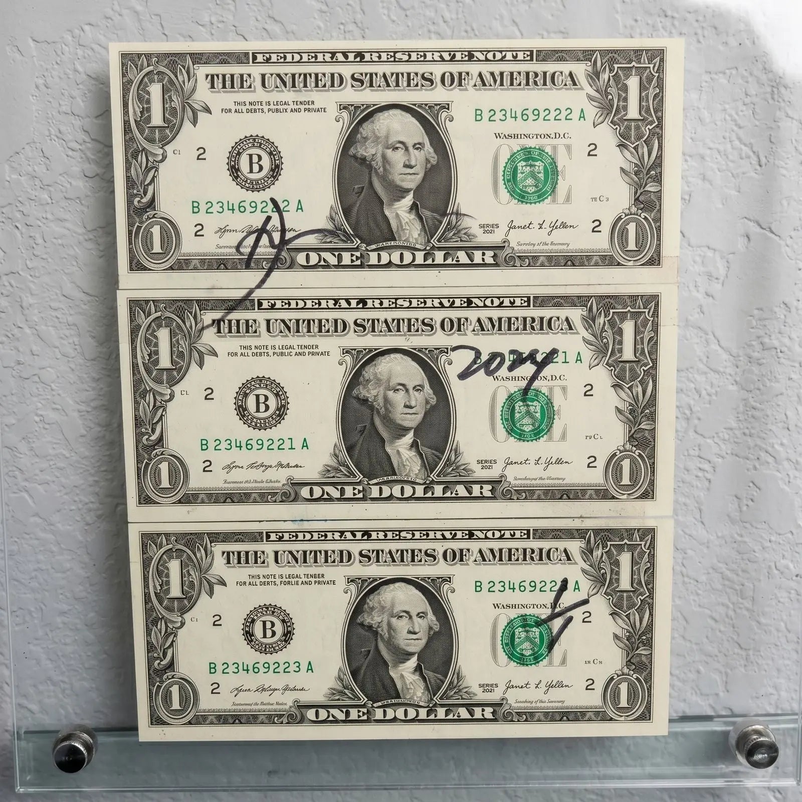 Death NYC 1/1 Rolex Daytona Mixed Media on $1 Bills with COA, Framed Art