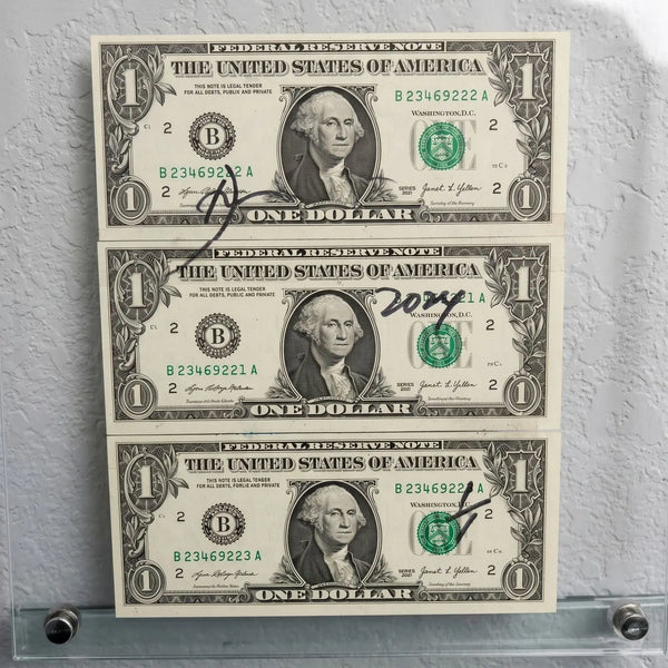 Death NYC 1/1 Rolex Daytona Mixed Media on $1 Bills with COA, Framed Art