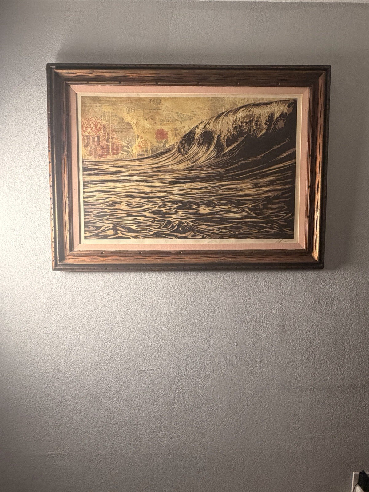 Shepard Fairey Dark Wave HUGE 36x24 Signed Framed Ocean Print OBEY