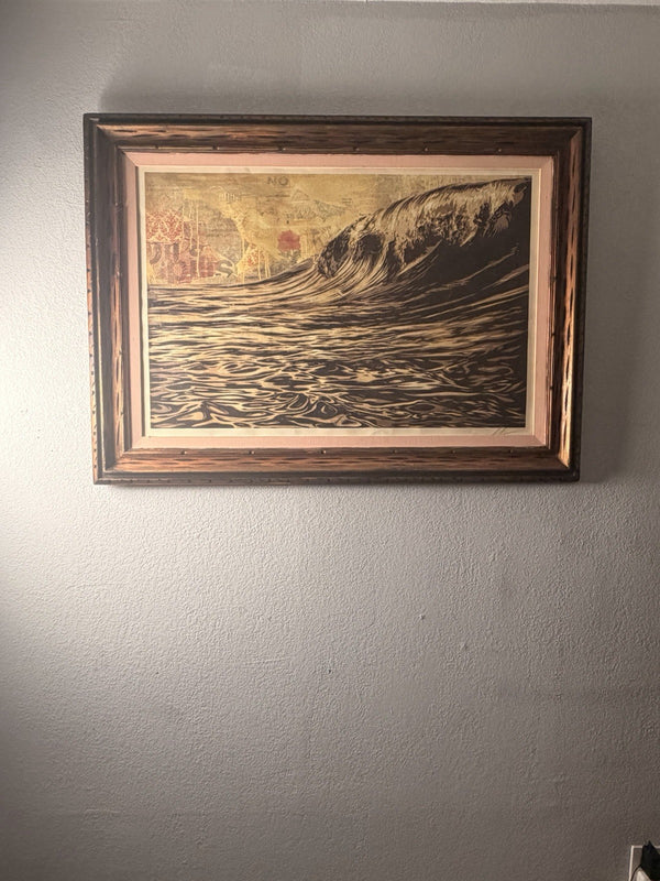 Shepard Fairey Dark Wave HUGE 36x24 Signed Framed Ocean Print OBEY