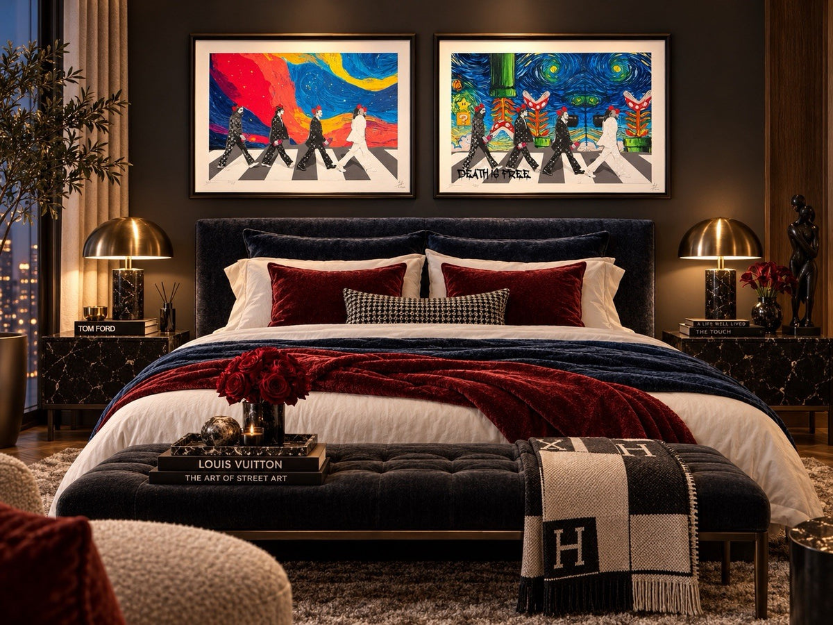 DEATH NYC Beatles Abbey Road Set 2 Prints Starry Night Video Game LV 1/100