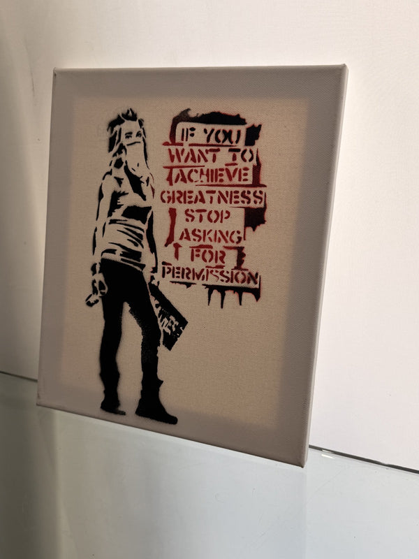 Dismaland 2015 Banksy Park Souvenir Stencil Canvas 1/10 Stamped + Ticket 10x12