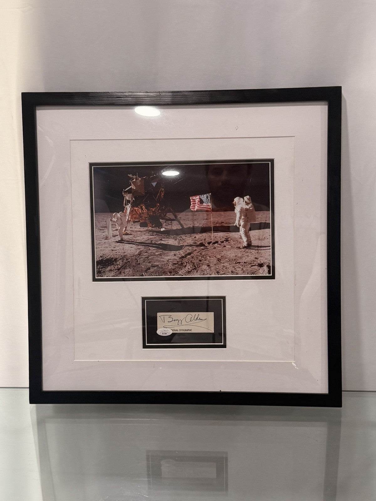 Buzz Aldrin Signed Nat Geo Cut Framed Apollo 11 Display JSA AE72804