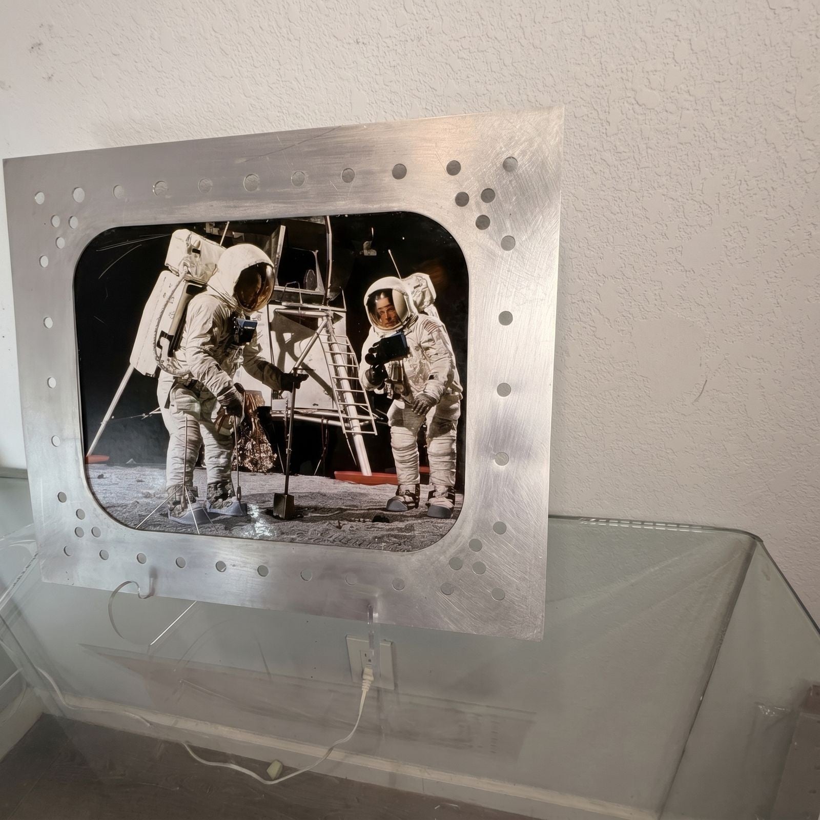 Apollo 11 Moon Landing 16x20 Photo in Distressed Frame - OOAK NASA Artwork