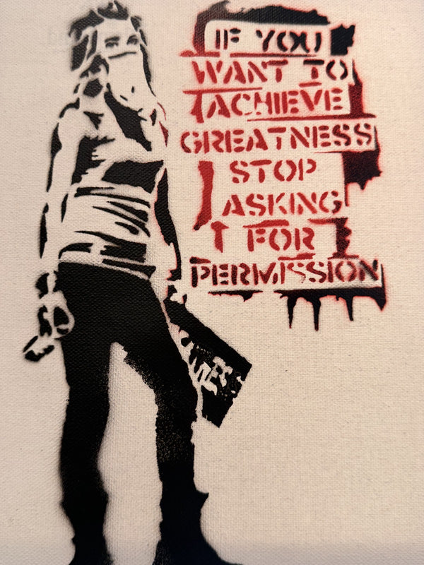 Dismaland 2015 Banksy Park Souvenir Stencil Canvas 1/10 Stamped + Ticket 10x12
