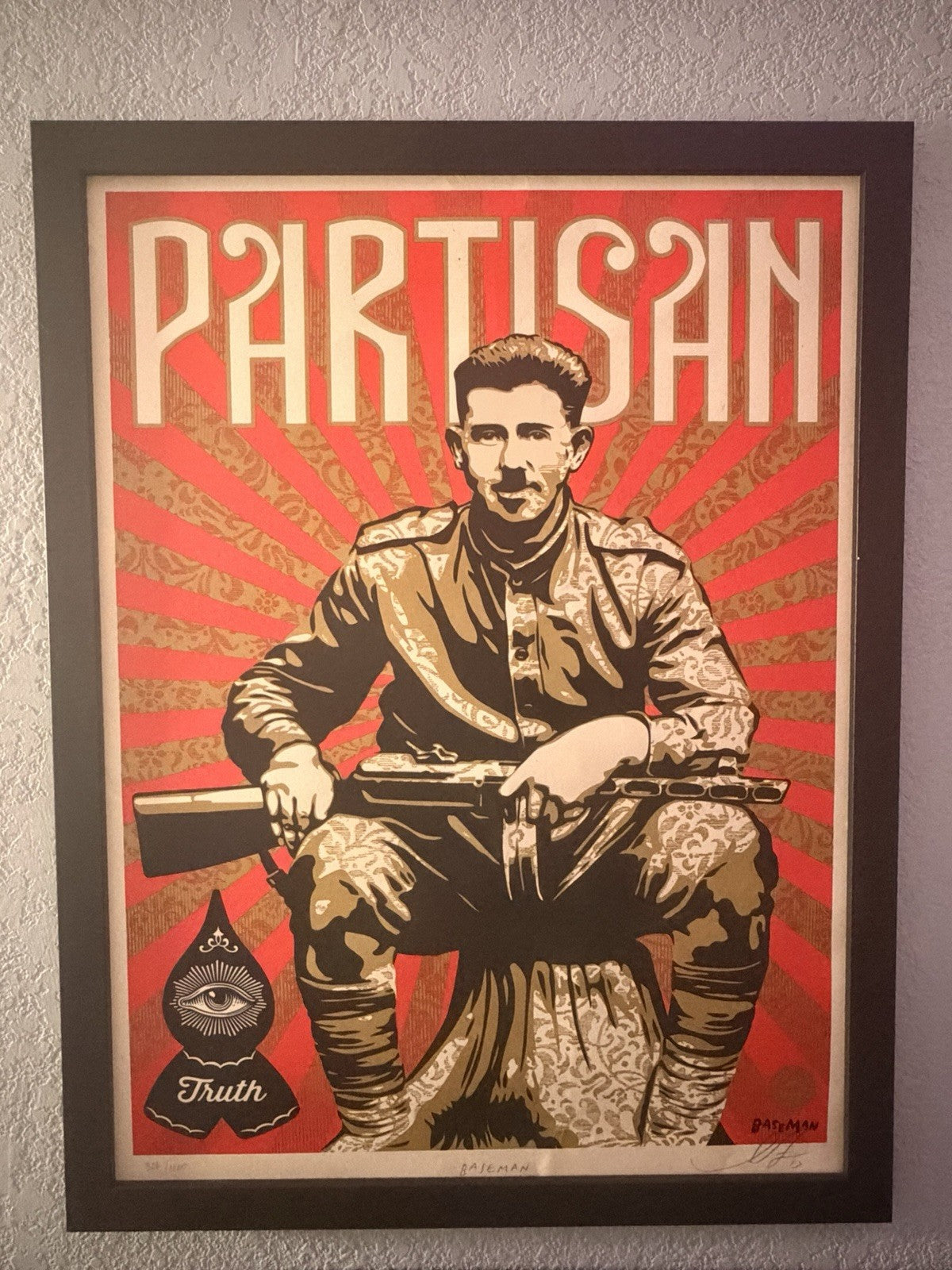 Shepard Fairey x Gary Baseman Partisan 2013 Co-Signed Print #306/400 Framed