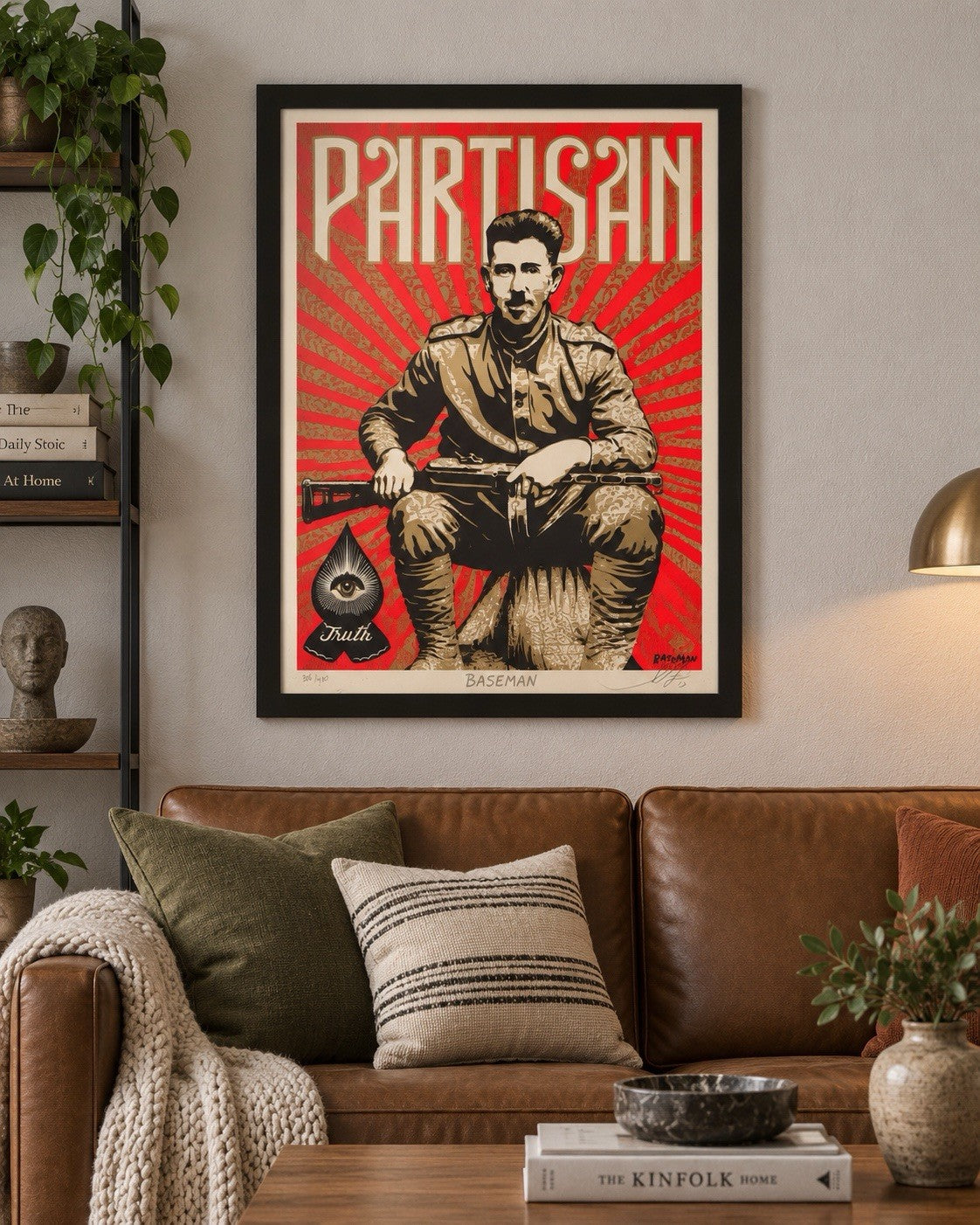 Shepard Fairey x Gary Baseman Partisan 2013 Co-Signed Print #306/400 Framed