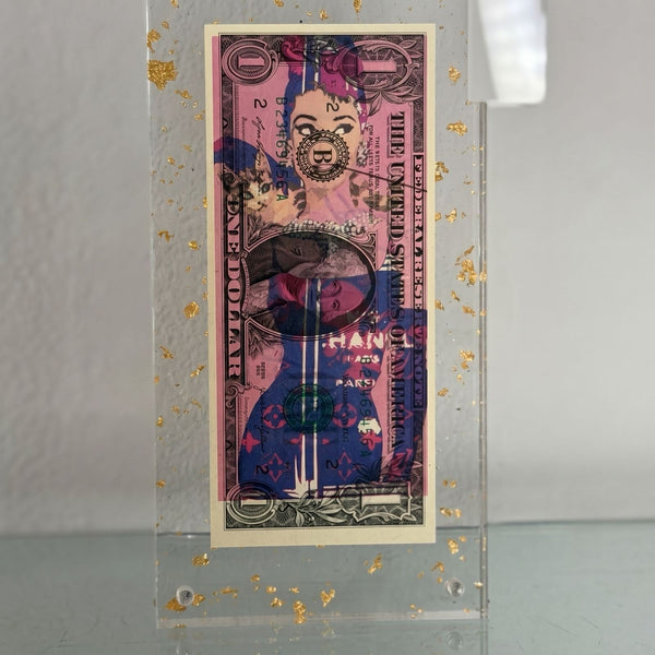 Audrey Hepburn × Chanel $1 Bill Art | Limited Edition, Signed /100, Framed - Gauntlet Gallery