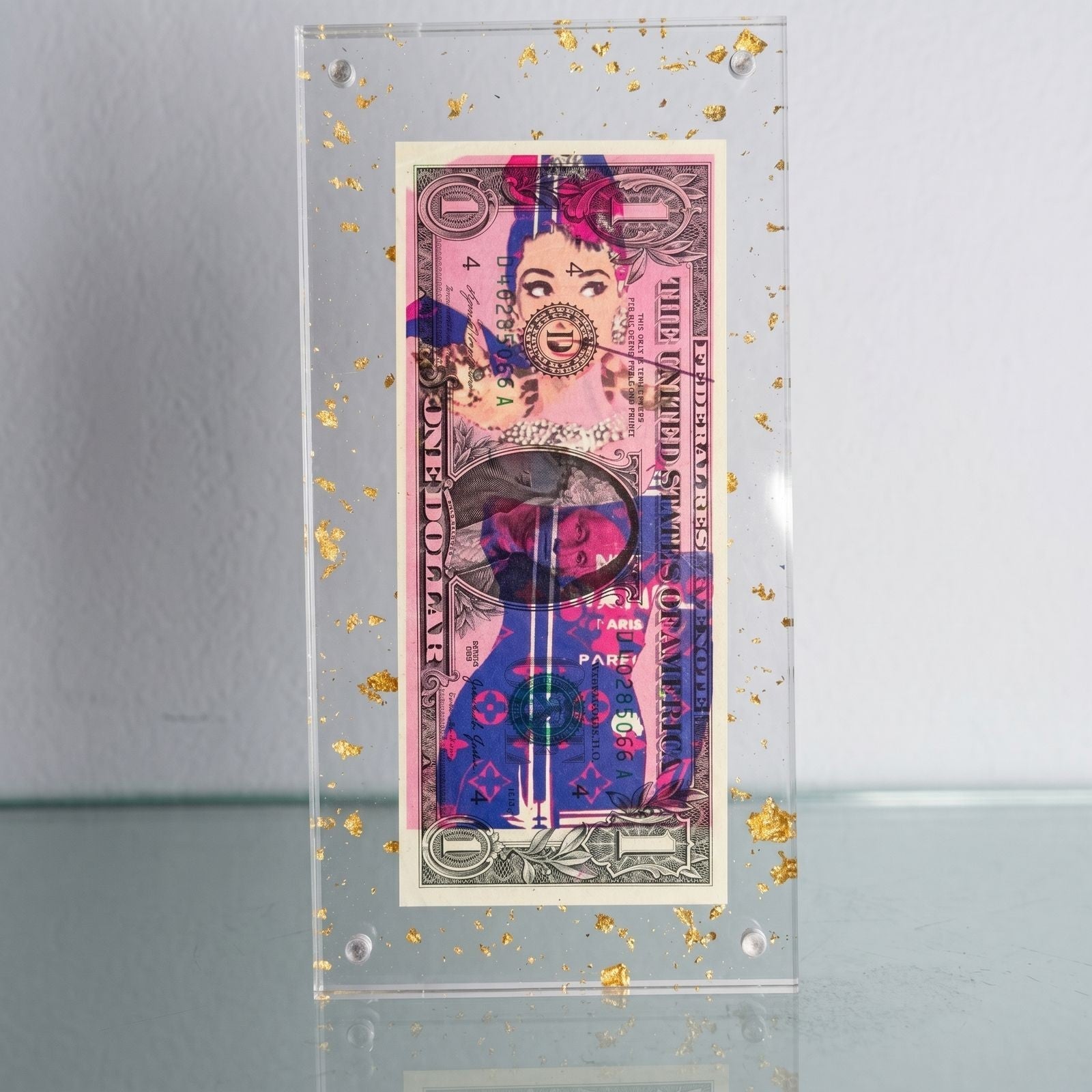 Audrey Hepburn × Chanel $1 Bill Art | Limited Edition, Signed /100, Framed - Gauntlet Gallery