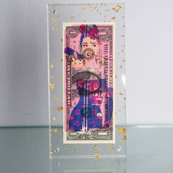 Audrey Hepburn × Chanel $1 Bill Art | Limited Edition, Signed /100, Framed - Gauntlet Gallery