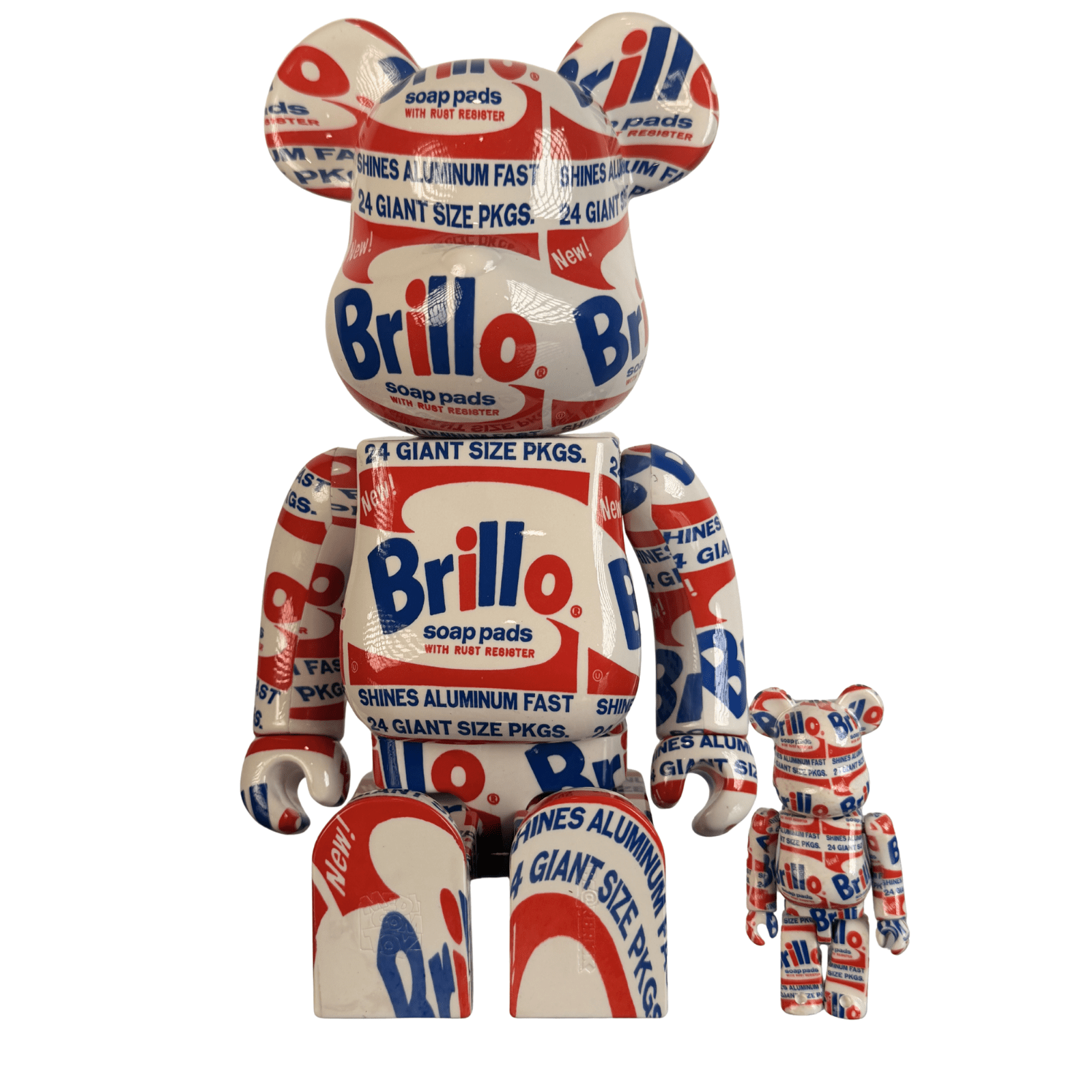 Bearbrick BE@RBRICK Andy Warhol Brillo 400% 100% Set Original 2020 Medicom New - Gauntlet Gallery