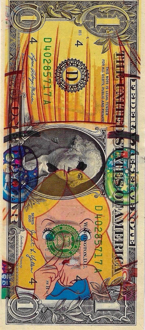 Death NYC –Alice In Wonderland Disney $1 Dollar Bill Signed & Numbered - Gauntlet Gallery