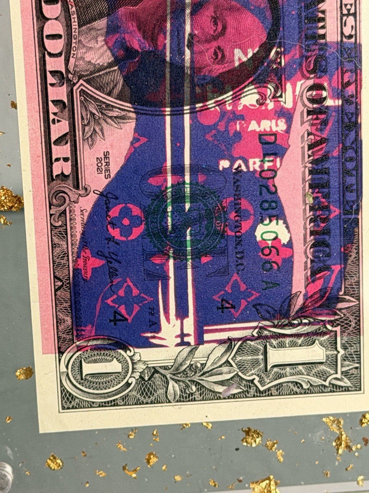 Death NYC — Audrey Hepburn × Chanel $1 Bill Art, 100, Framed - Gauntlet Gallery
