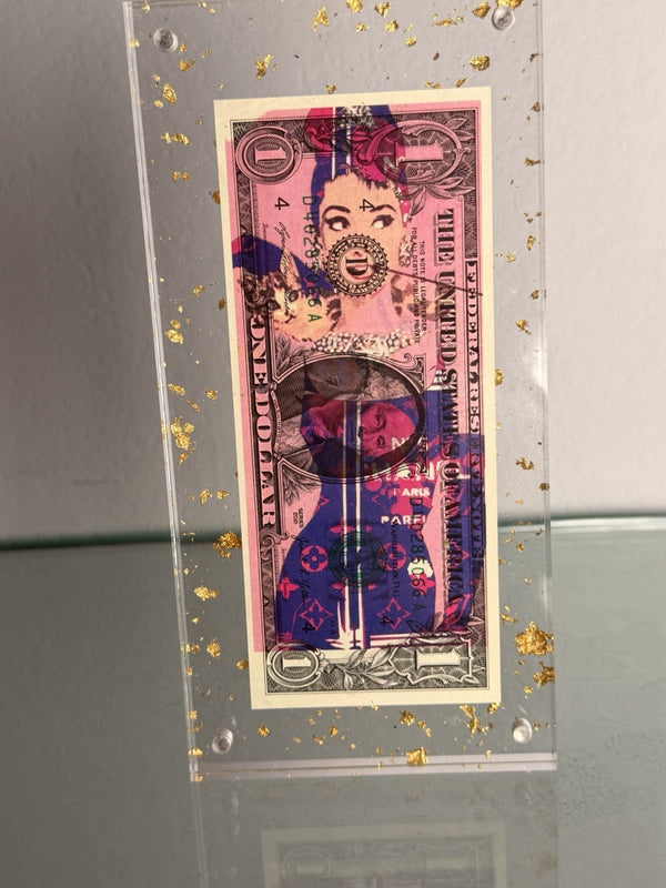 Death NYC — Audrey Hepburn × Chanel $1 Bill Art, 100, Framed - Gauntlet Gallery