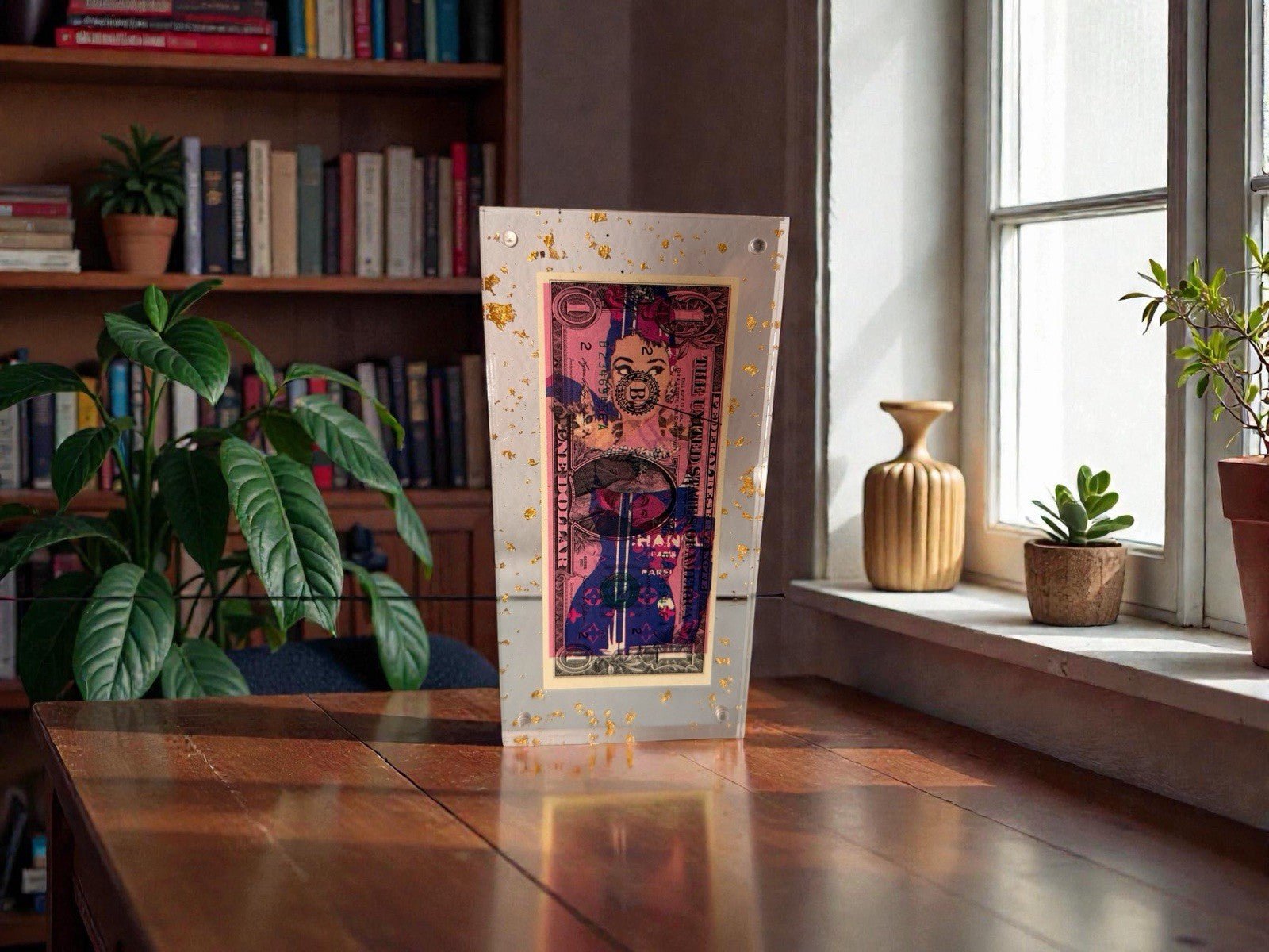Death NYC — Audrey Hepburn × Chanel $1 Bill Art, 100, Framed - Gauntlet Gallery