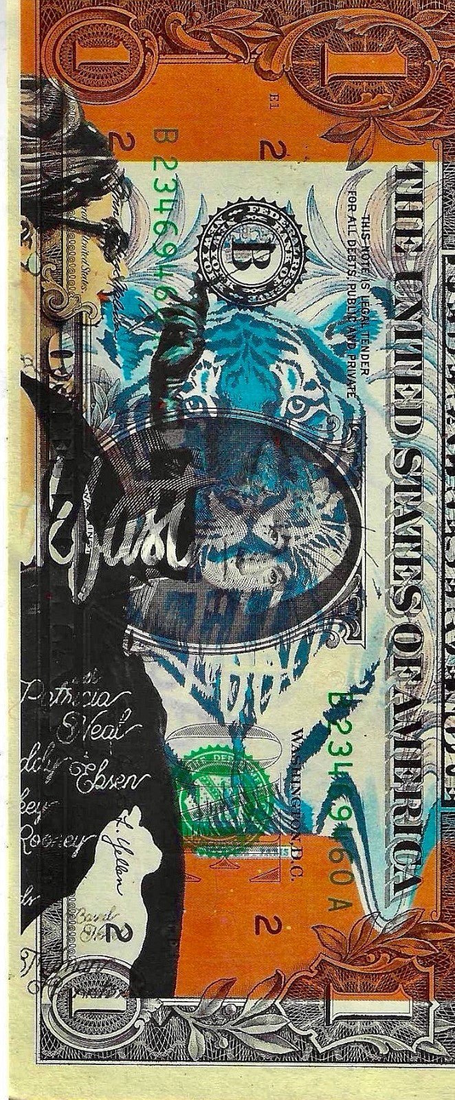 Death NYC – Audrey Hepburn Tiger $1 Dollar Bill Signed & Numbered - Gauntlet Gallery