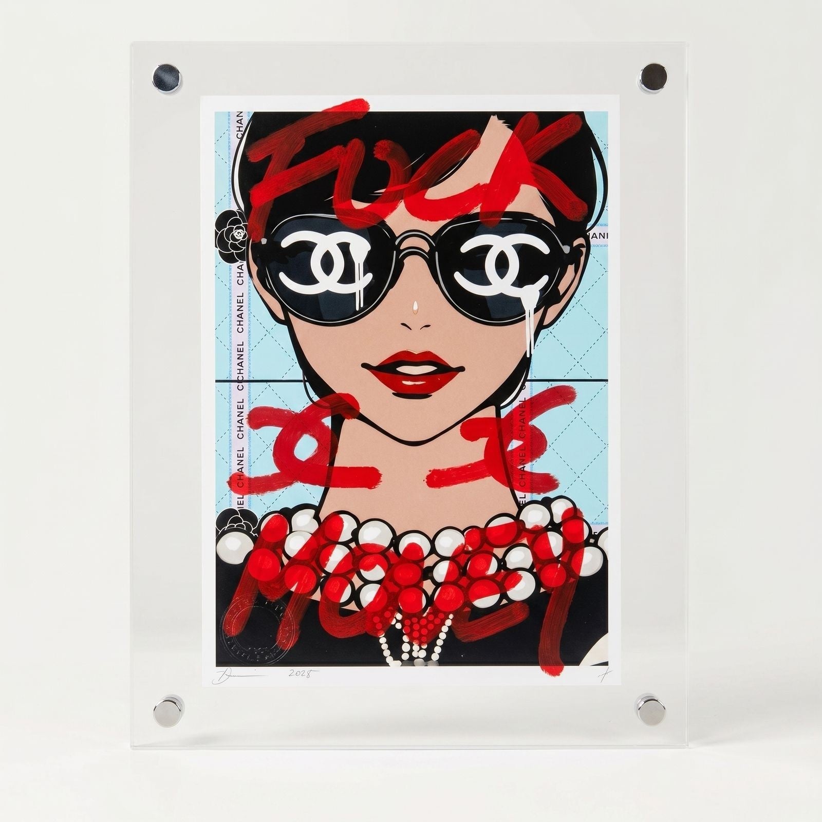Death NYC Chanel Sunglasses 1/1 Hand Spray Painted Mixed Media Original 2018 - Gauntlet Gallery