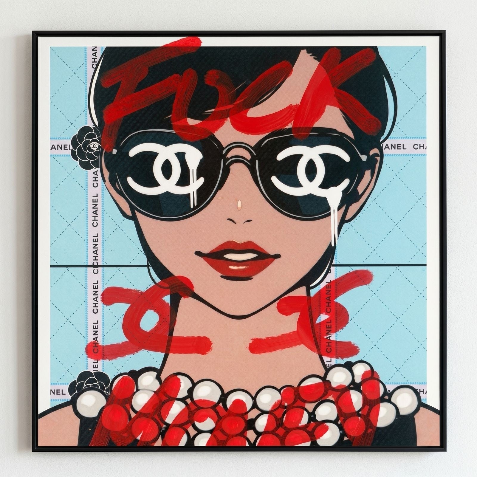 Death NYC Chanel Sunglasses 1/1 Hand Spray Painted Mixed Media Original 2018 - Gauntlet Gallery