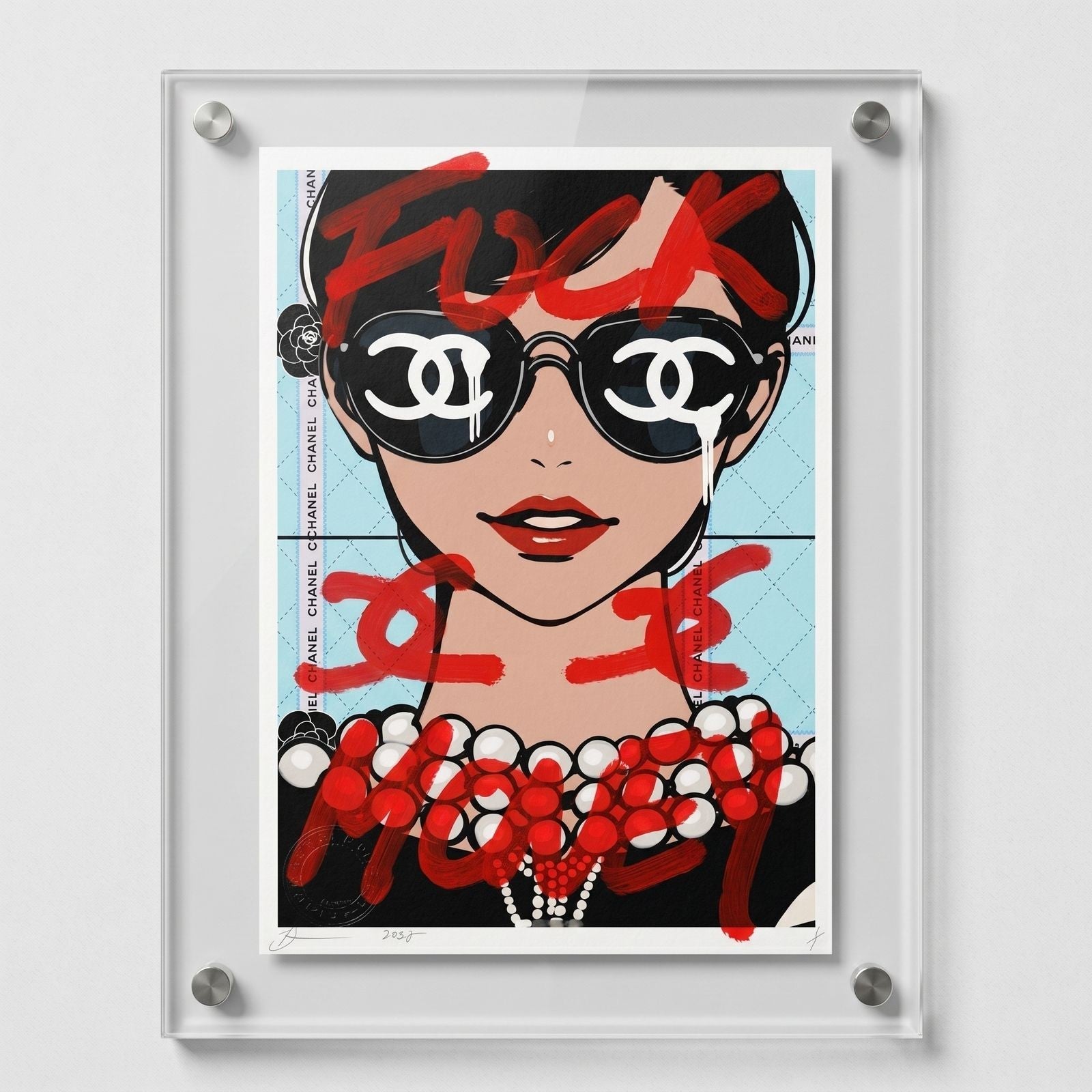 Death NYC Chanel Sunglasses 1/1 Hand Spray Painted Mixed Media Original 2018 - Gauntlet Gallery