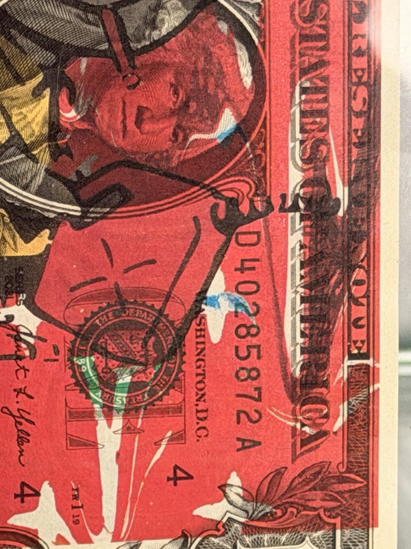 Death NYC — Charlie Brown Art on $1 Bill, Framed Print of 100 - Gauntlet Gallery