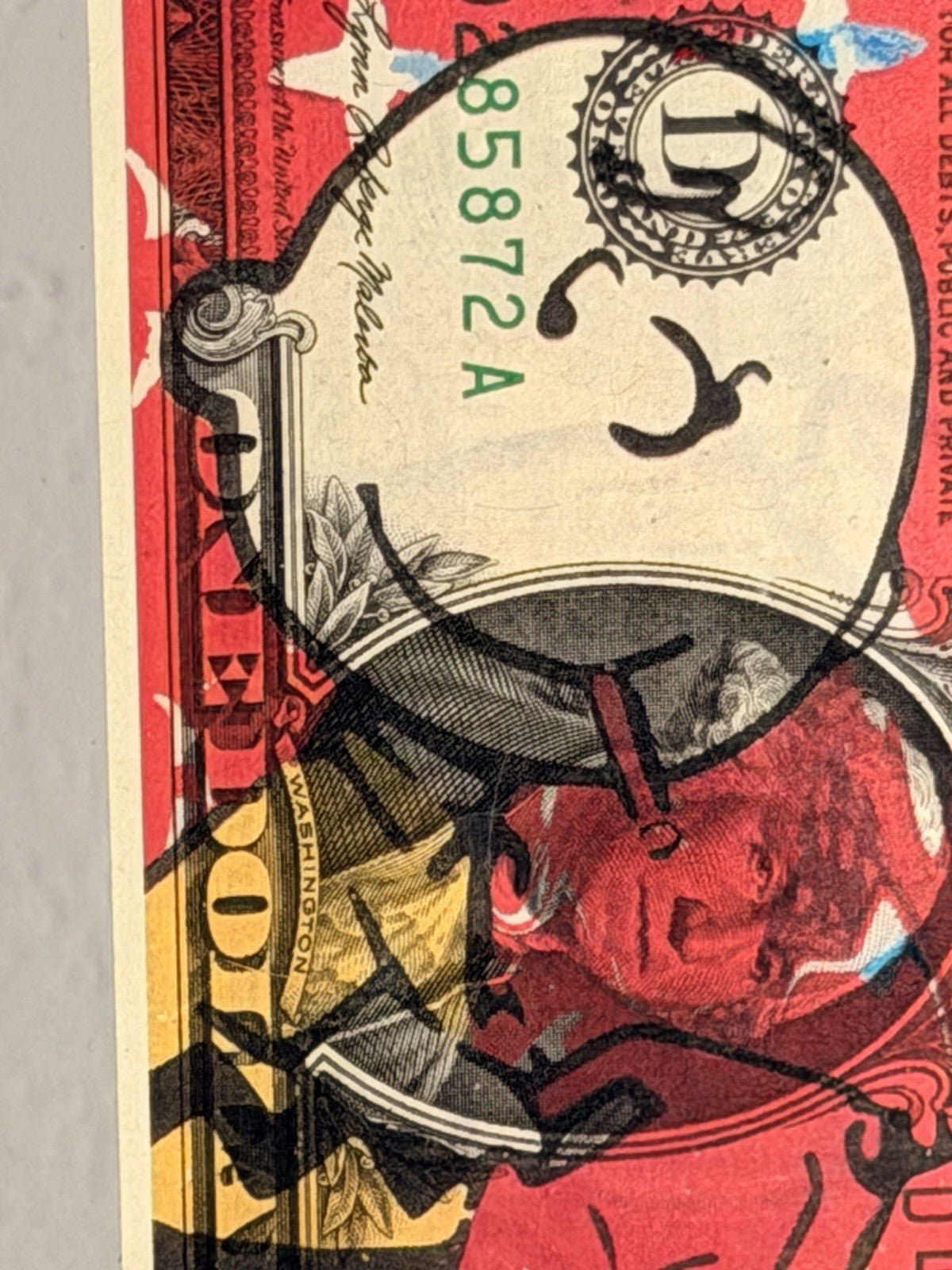 Death NYC — Charlie Brown Art on $1 Bill, Framed Print of 100 - Gauntlet Gallery