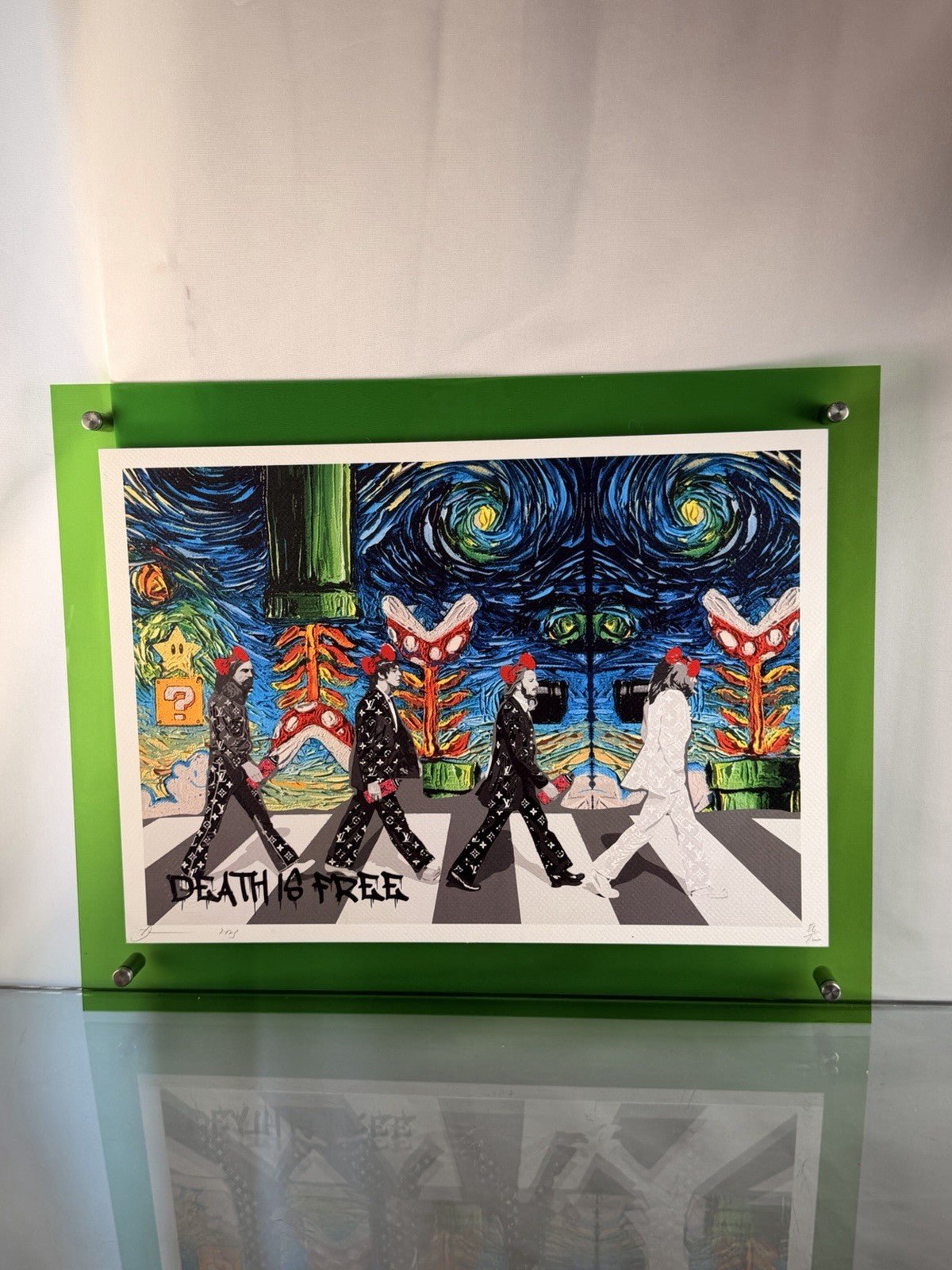 Death NYC Death Is Free Beatles Abbey Road LV Starry Night Mario Signed Print - Gauntlet Gallery