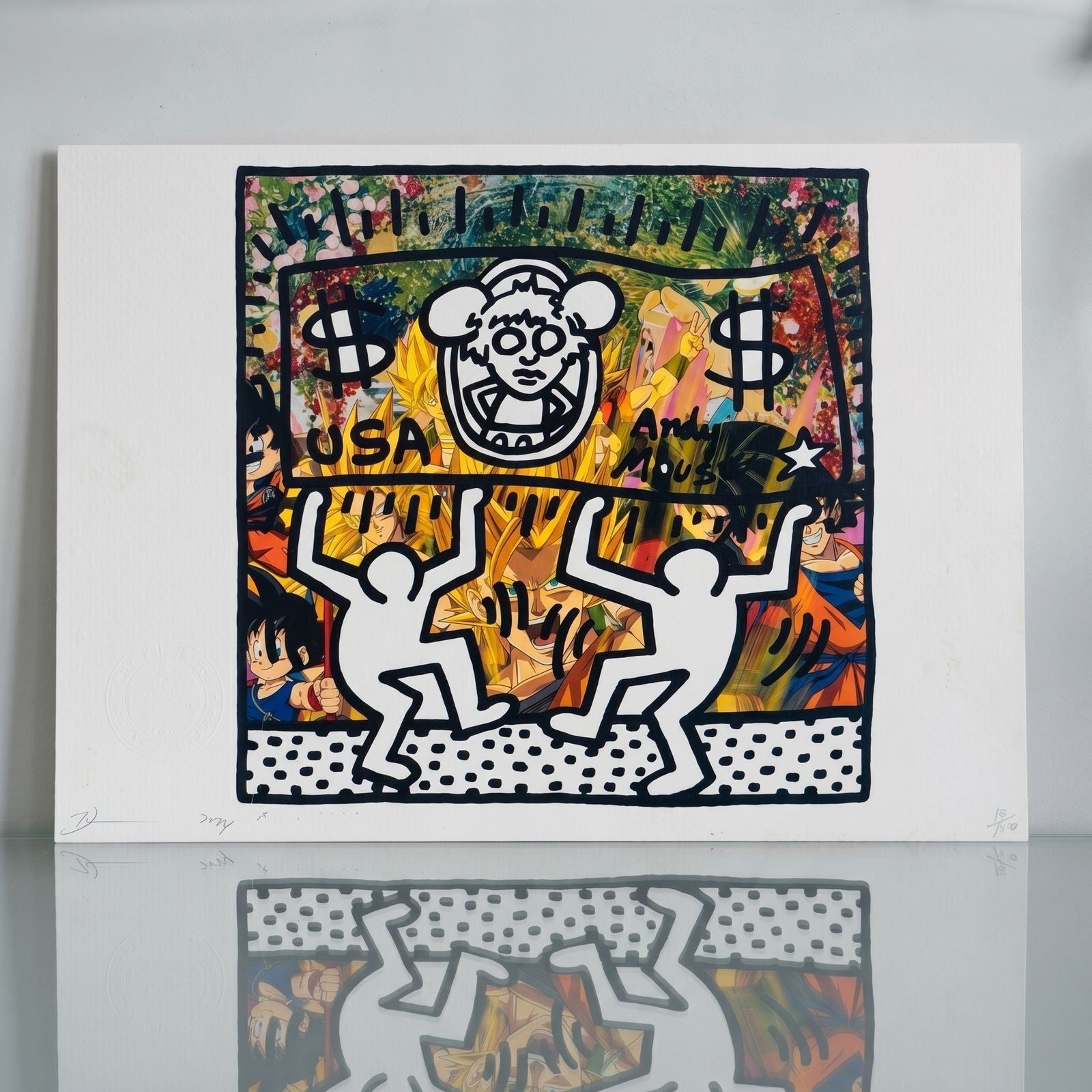 Death NYC Keith Haring Andy Mouse Dragon Ball Z Signed 12/50 2024 Pop Art Print - Gauntlet Gallery