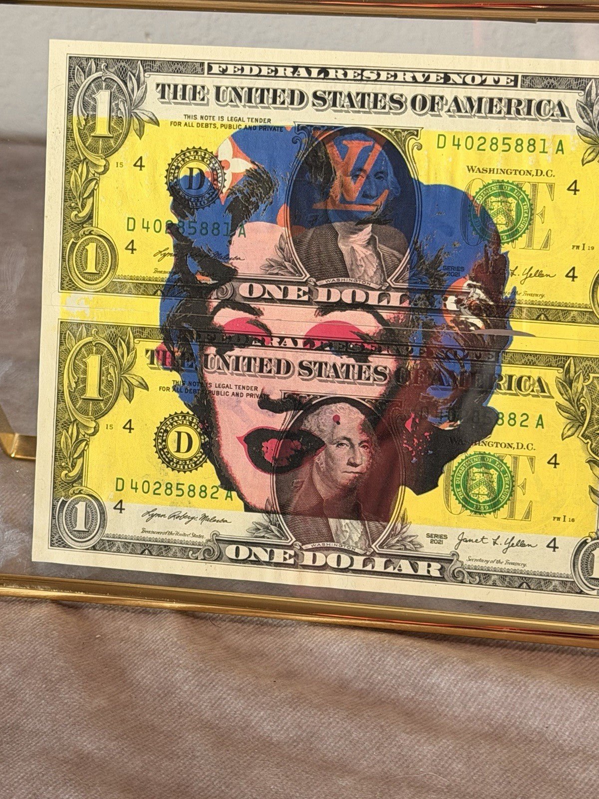 Death NYC — Marilyn Monroe LV $1 Dollar Mixed Media Framed - Gauntlet Gallery