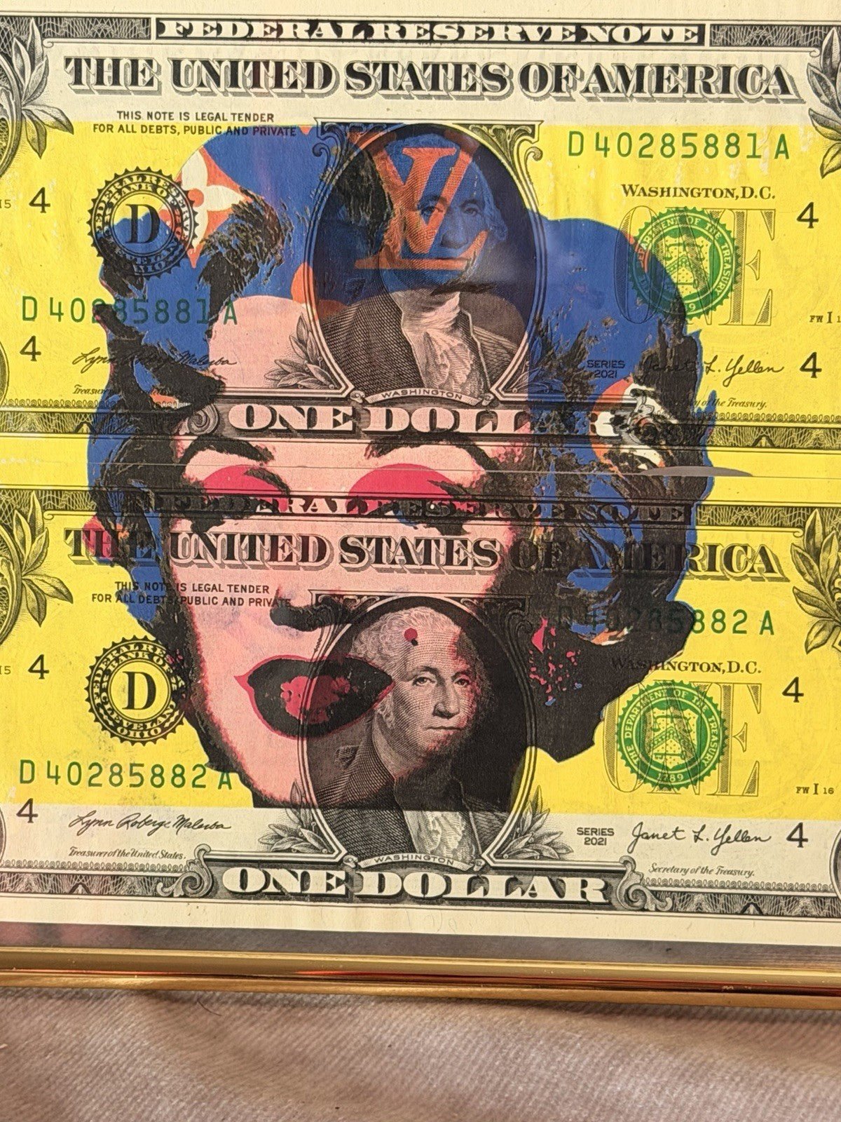 Death NYC — Marilyn Monroe LV $1 Dollar Mixed Media Framed - Gauntlet Gallery