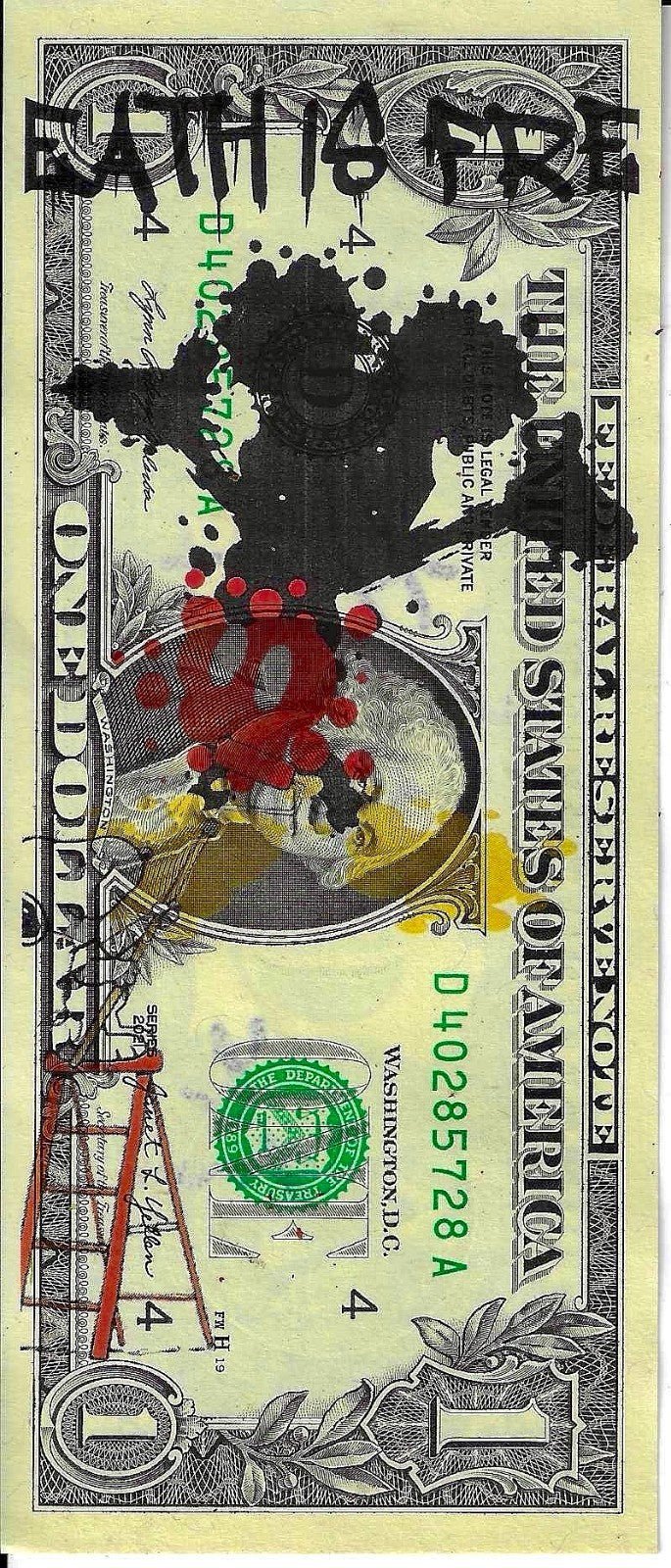 Death NYC –Mickey Mouse Death is Free $1 Dollar Bill Signed & Numbered - Gauntlet Gallery