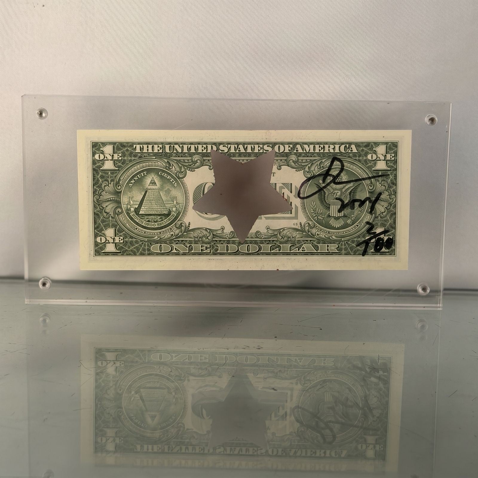 Death NYC — "Red Star" Single Dollar Bill Mixed Media - Gauntlet Gallery