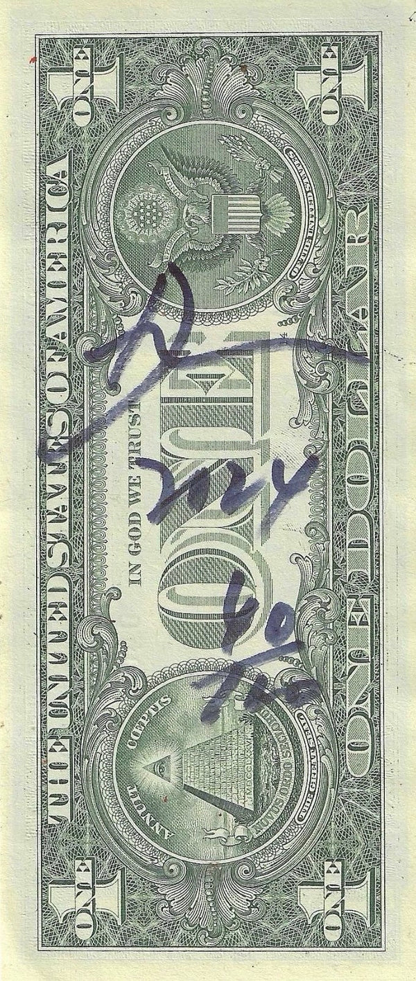 Death NYC –Renoir Girl with Cat $1 Dollar Bill Signed & Numbered - Gauntlet Gallery