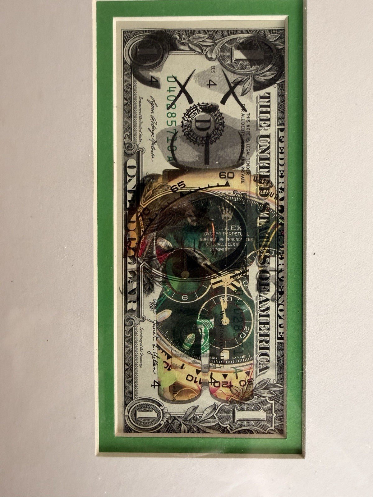 Death NYC — Rolex Daytona Pop Art on U.S. $1 Bill - Gauntlet Gallery