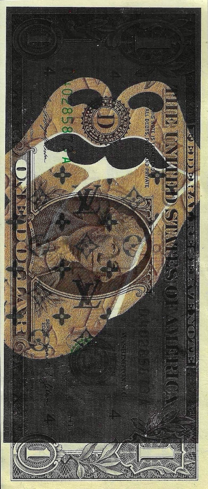 Death NYC – Rolling Stones Tongue LV $1 Dollar Bills Signed & Numbered RARE! - Gauntlet Gallery