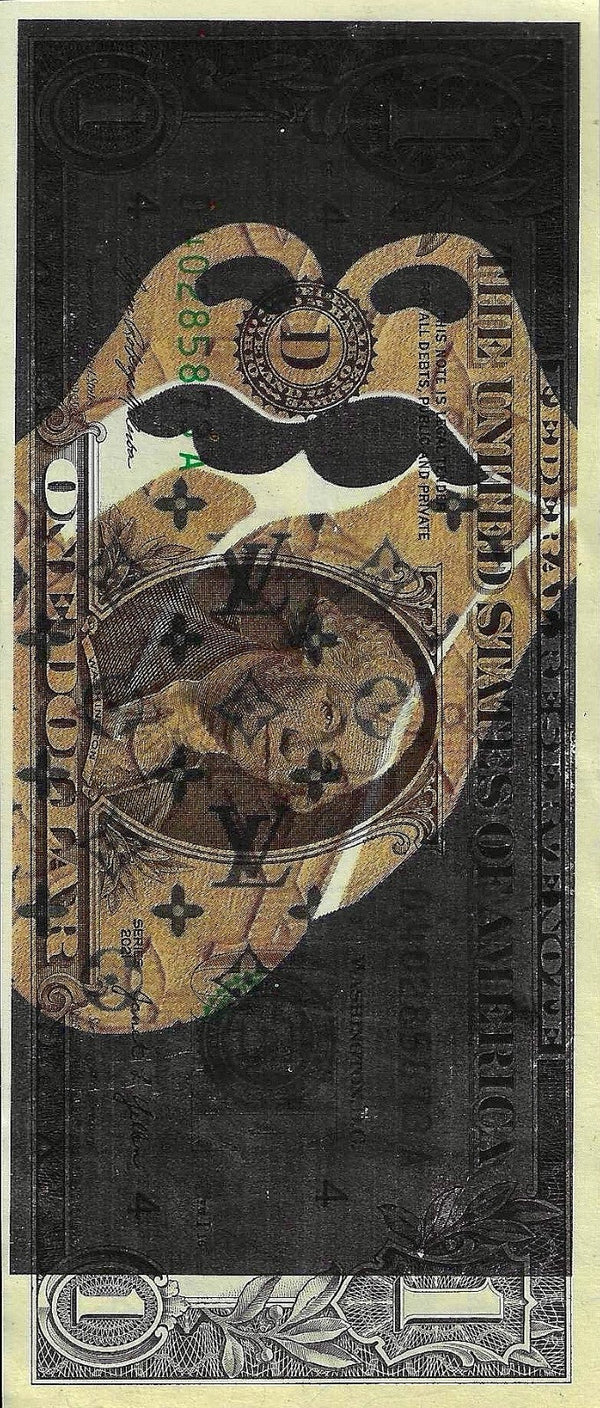 Death NYC – Rolling Stones Tongue LV $1 Dollar Bills Signed & Numbered RARE! - Gauntlet Gallery