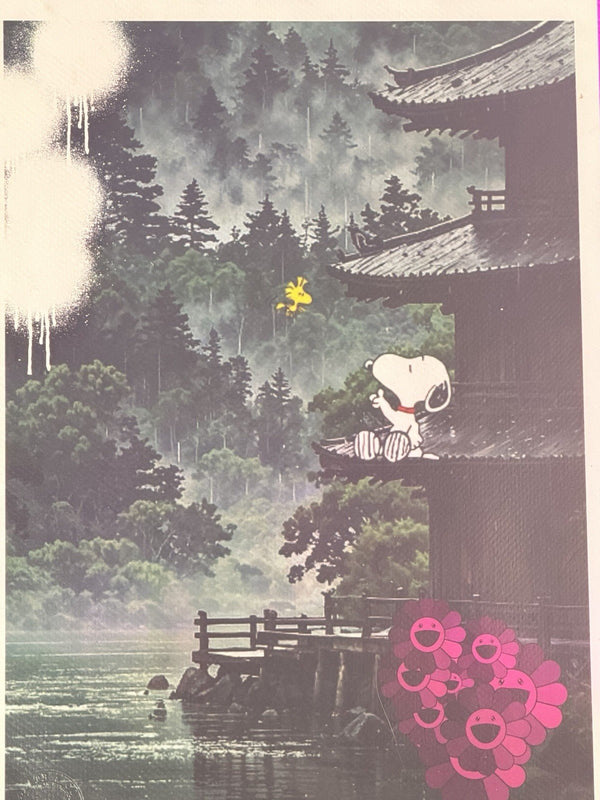 Death NYC — Snoopy & Woodstock Limited Ed Print in Hot Pink Acrylic Frame - Gauntlet Gallery