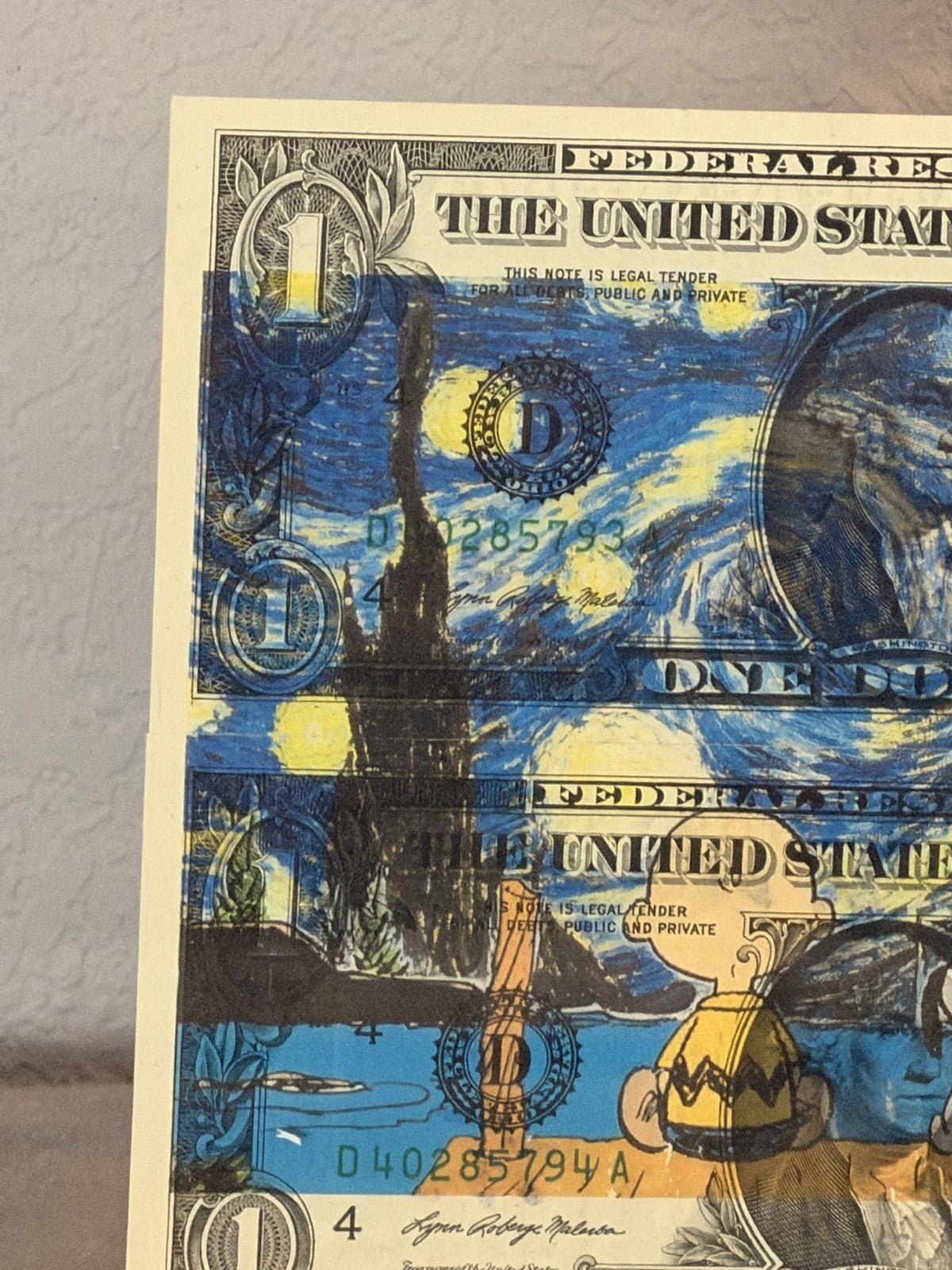 Death NYC — Van Gogh Starry Night Charlie Brown Collage Art - Gauntlet Gallery