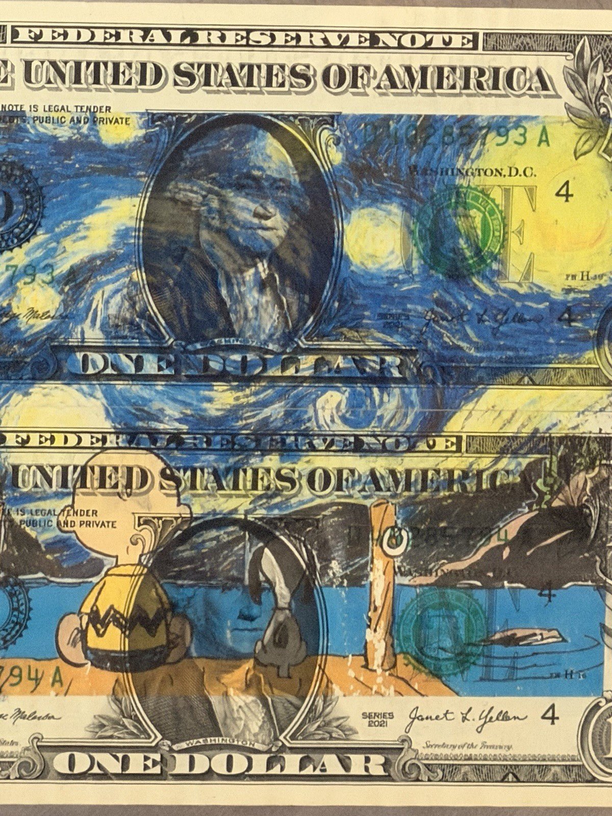 Death NYC — Van Gogh Starry Night Charlie Brown Collage Art - Gauntlet Gallery
