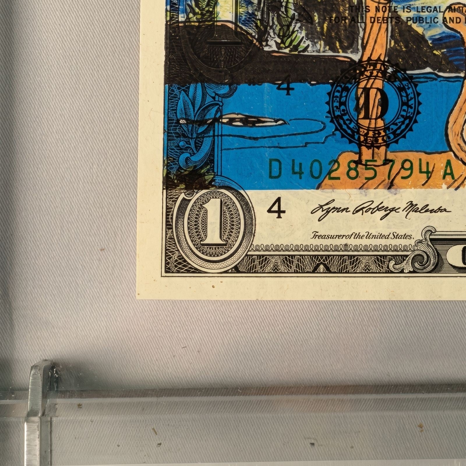 Death NYC Van Gogh Starry Night Snoopy Signed Dollar Bill Diptych Framed 2024 - Gauntlet Gallery