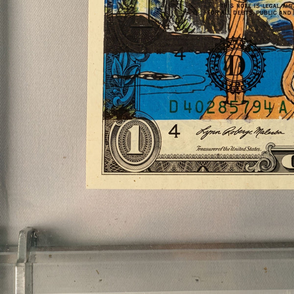 Death NYC Van Gogh Starry Night Snoopy Signed Dollar Bill Diptych Framed 2024 - Gauntlet Gallery