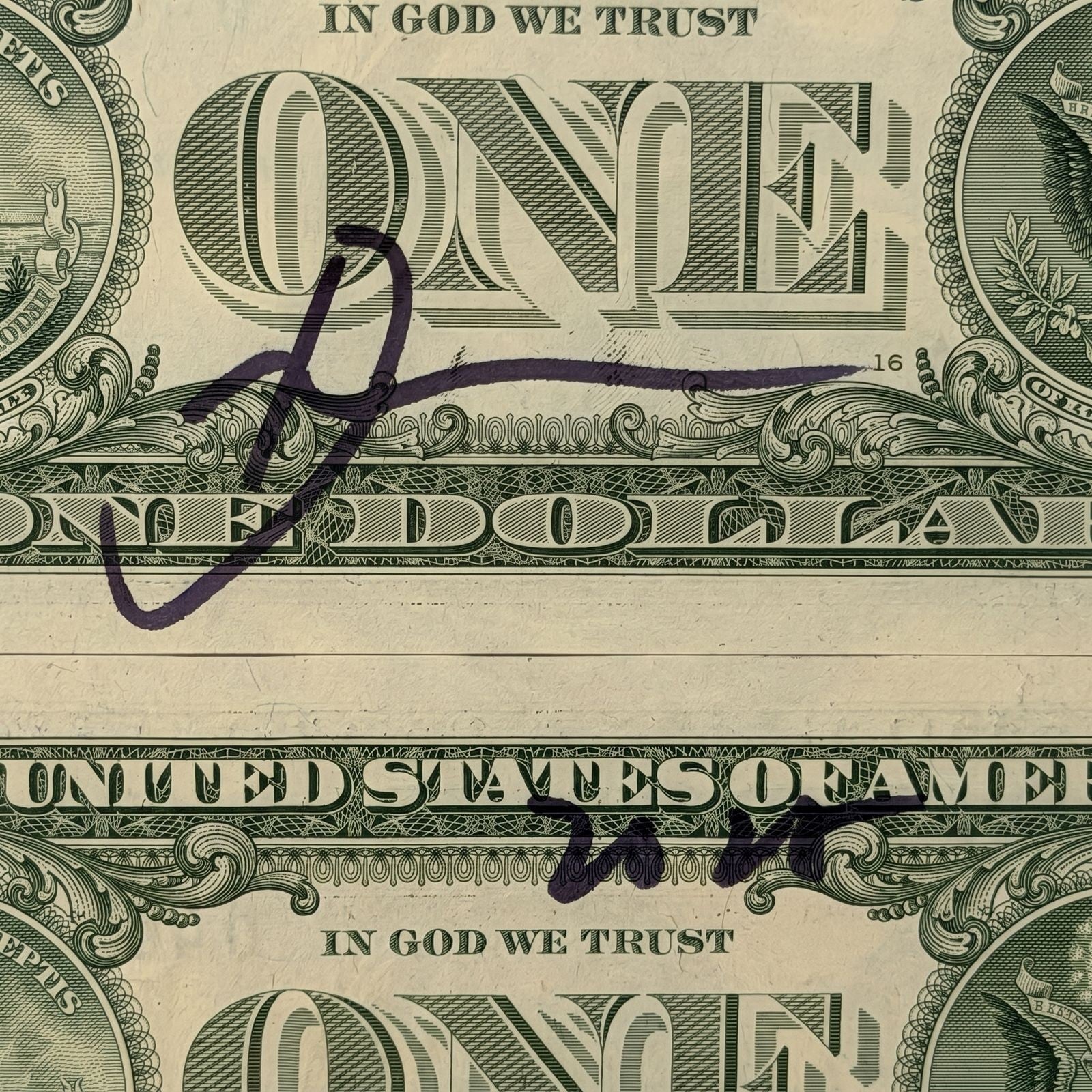 Death NYC Van Gogh Starry Night Snoopy Signed Dollar Bill Diptych Framed 2024 - Gauntlet Gallery