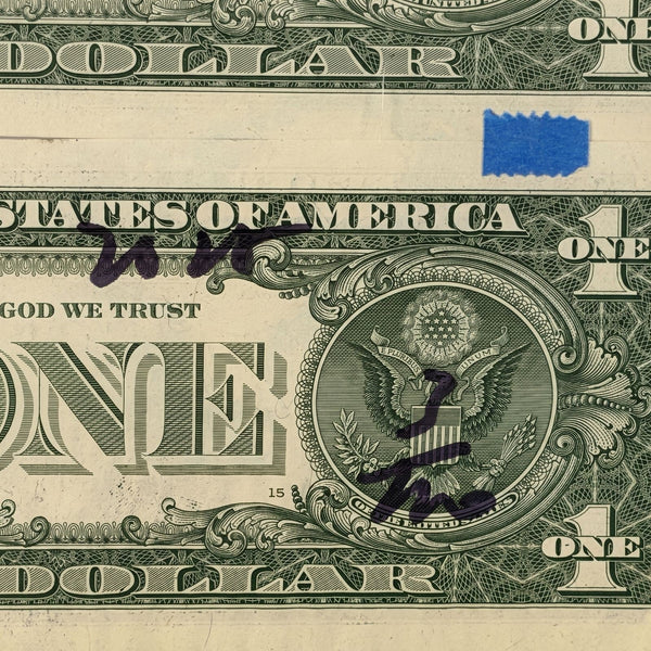 Death NYC Van Gogh Starry Night Snoopy Signed Dollar Bill Diptych Framed 2024 - Gauntlet Gallery