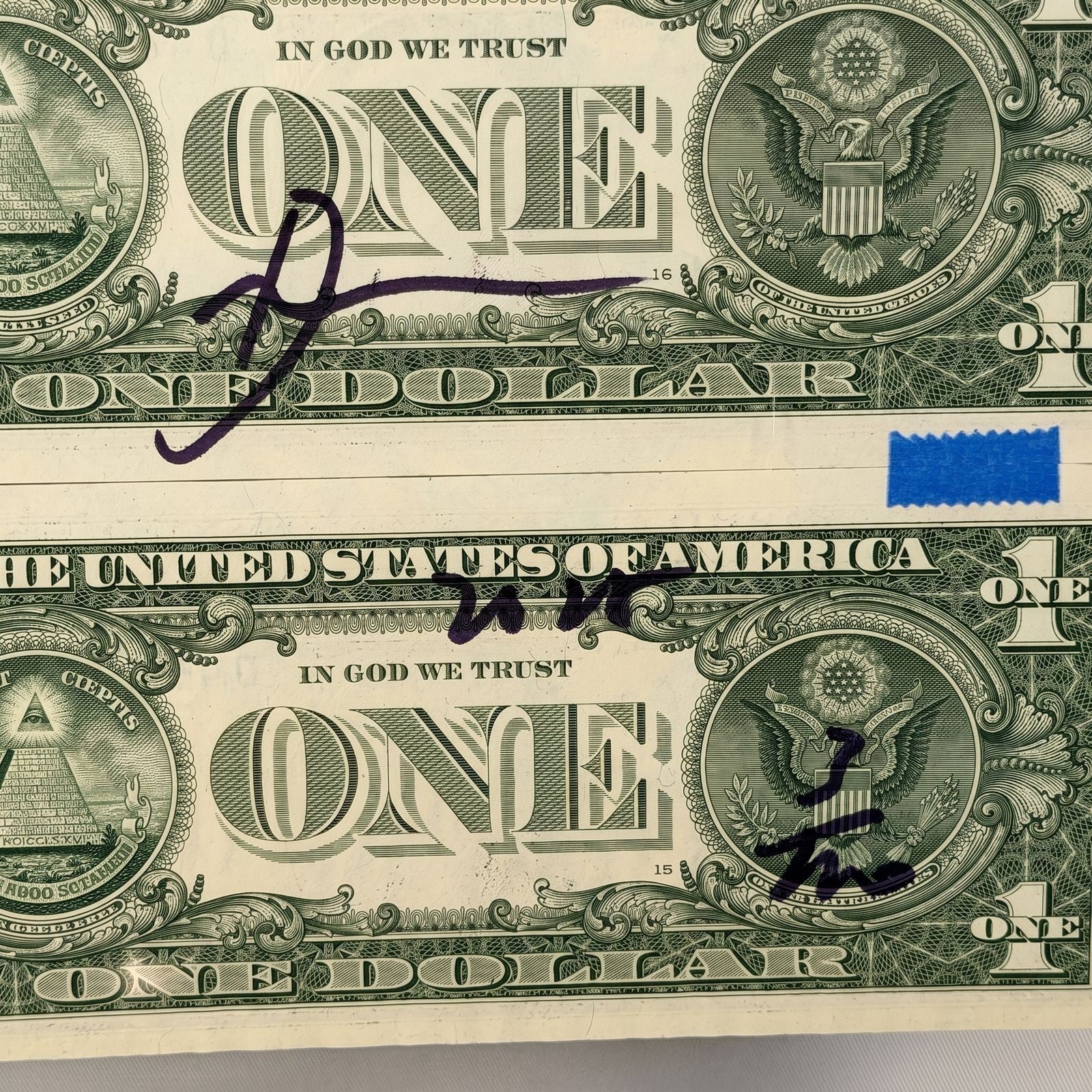 Death NYC Van Gogh Starry Night Snoopy Signed Dollar Bill Diptych Framed 2024 - Gauntlet Gallery