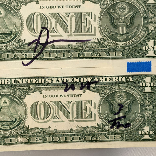 Death NYC Van Gogh Starry Night Snoopy Signed Dollar Bill Diptych Framed 2024 - Gauntlet Gallery