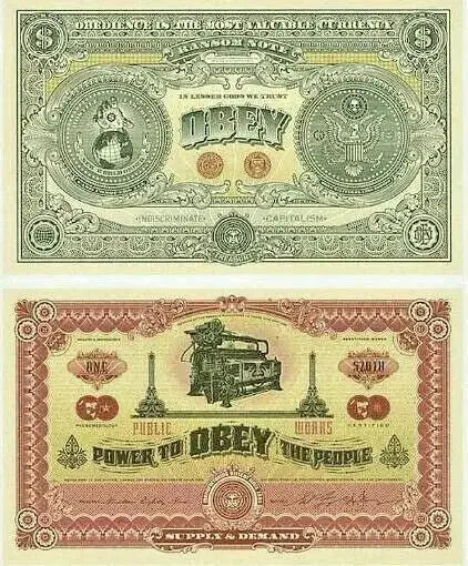 OBEY GIANT - NEW ~Two Slides of Capitalism - Dollar Note RARE! - Gauntlet Gauntlet Gallery