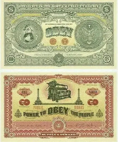 OBEY GIANT - NEW ~Two Slides of Capitalism - Dollar Note RARE!
