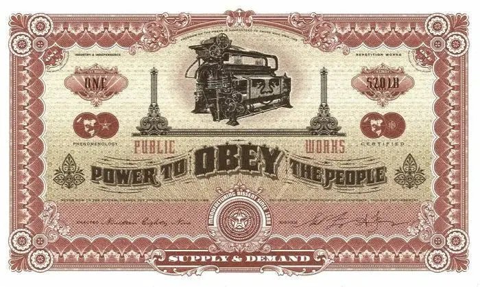 OBEY GIANT - NEW ~Two Slides of Capitalism - Dollar Note RARE! - Gauntlet GalleryGauntlet Gallery
