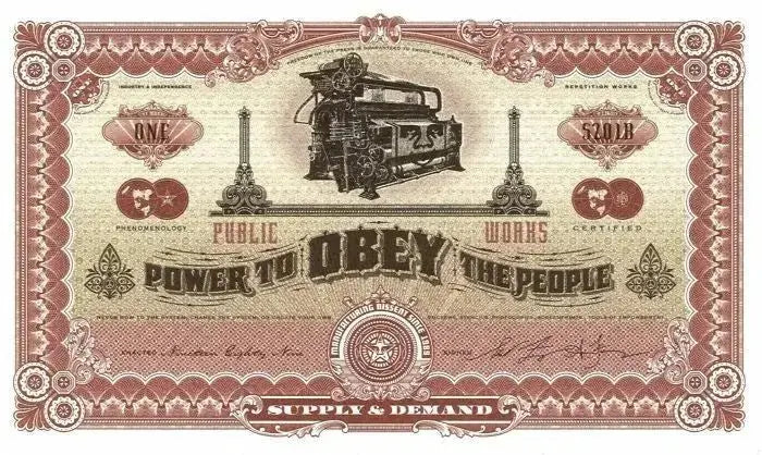 OBEY GIANT - NEW ~Two Slides of Capitalism - Dollar Note RARE! - Gauntlet Gauntlet Gallery