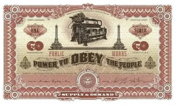 OBEY GIANT - NEW ~Two Slides of Capitalism - Dollar Note RARE! - Gauntlet Gauntlet Gallery